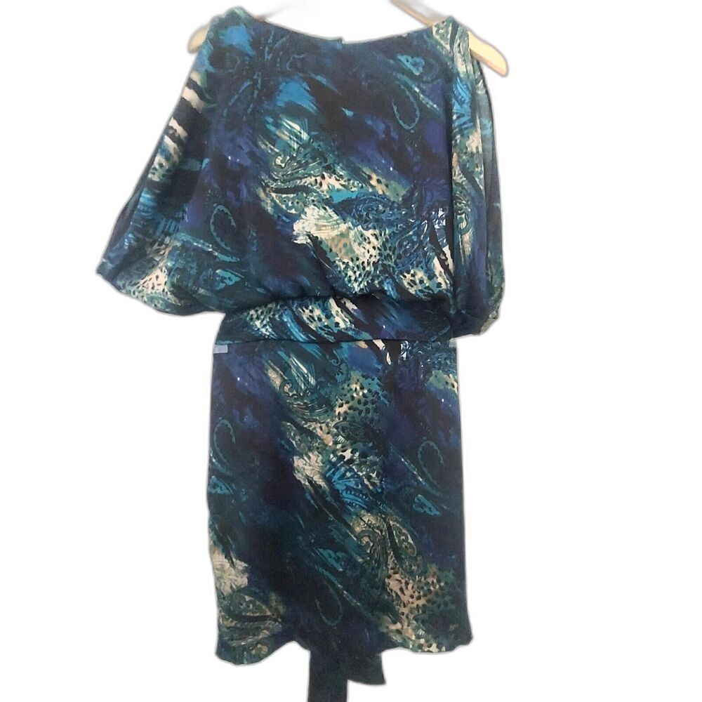 B. Smart Women's Dress Blue Tie-back Batwing Slit Sleeve Size 6 Mini